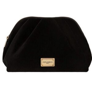 Dolce & Gabbana Black Velvet Bag with Gold logo and accents